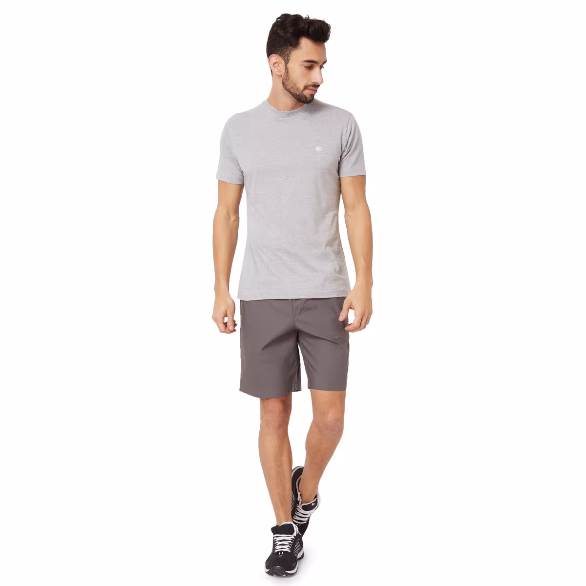 Athlete Mens Cotton Shorts Classic Poplin in Dark Grey, image 6
