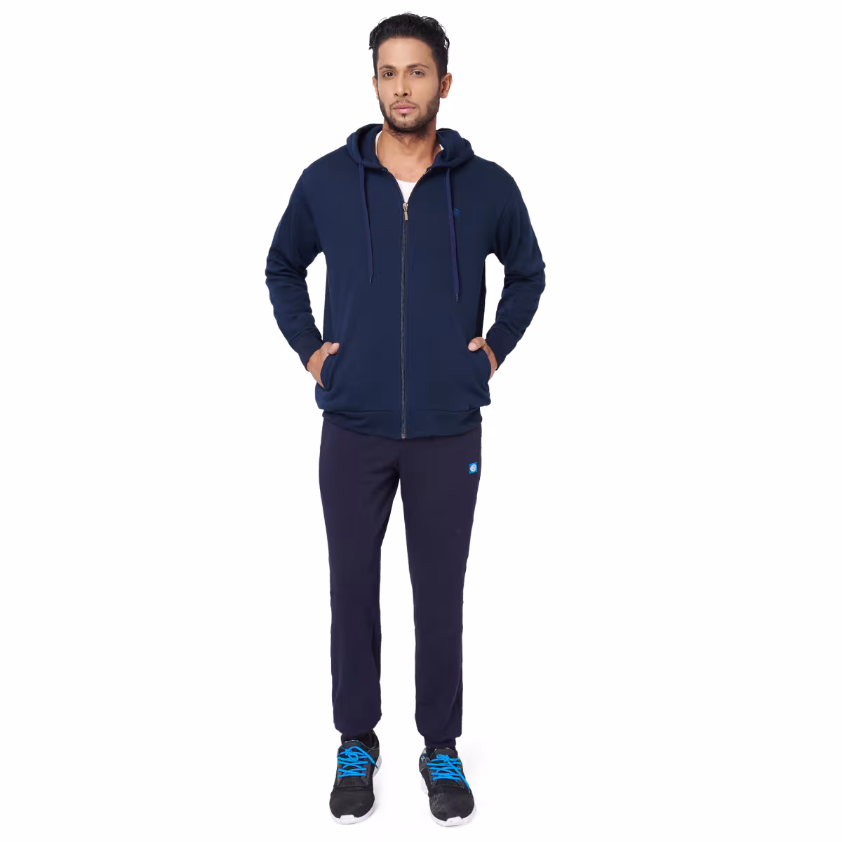 Athlete Mens Hoodie Zip in Navy, image 6